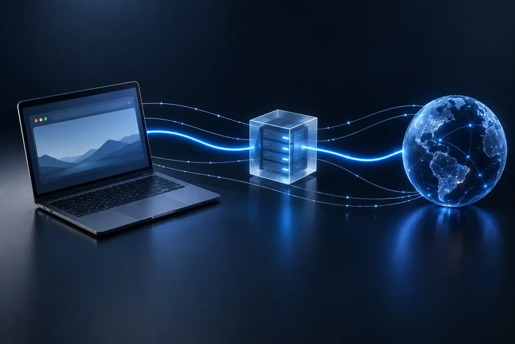 Funcionamiento de un servidor proxy entre un navegador e Internet