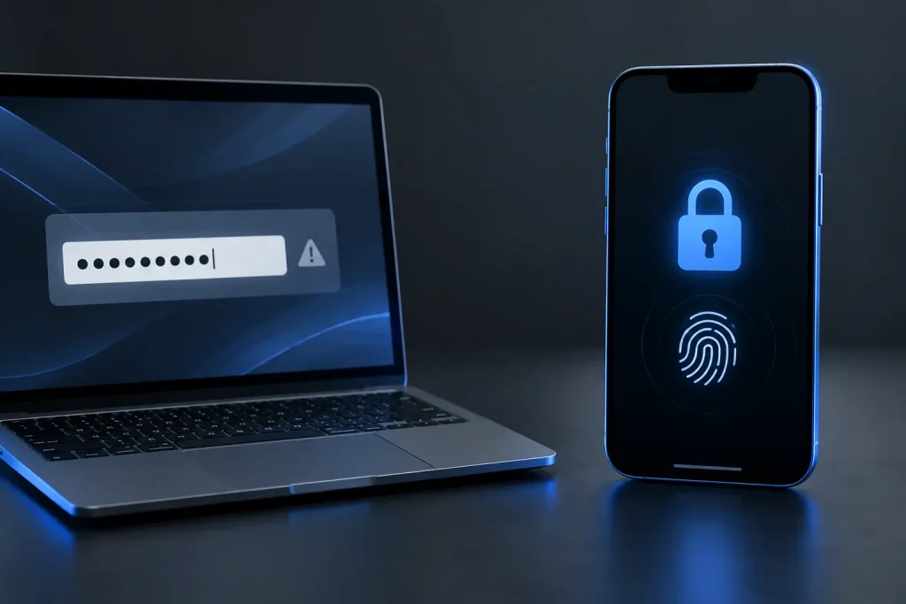 Comparación entre una contraseña tradicional y una passkey en móvil