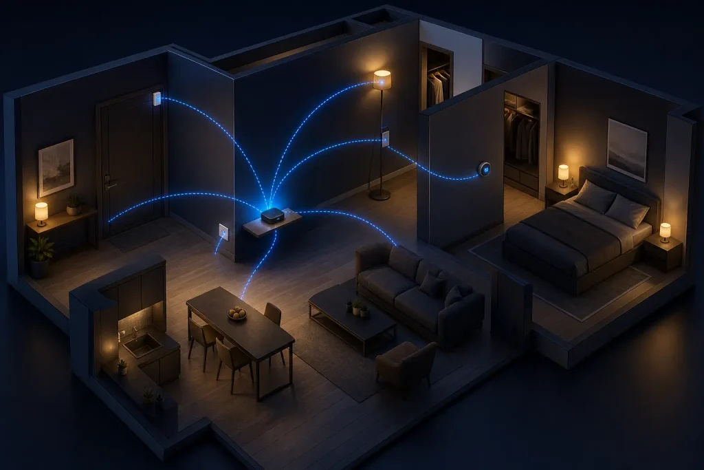 Red de domótica para el hogar con dispositivos conectados mediante Wi-Fi, Zigbee y Thread